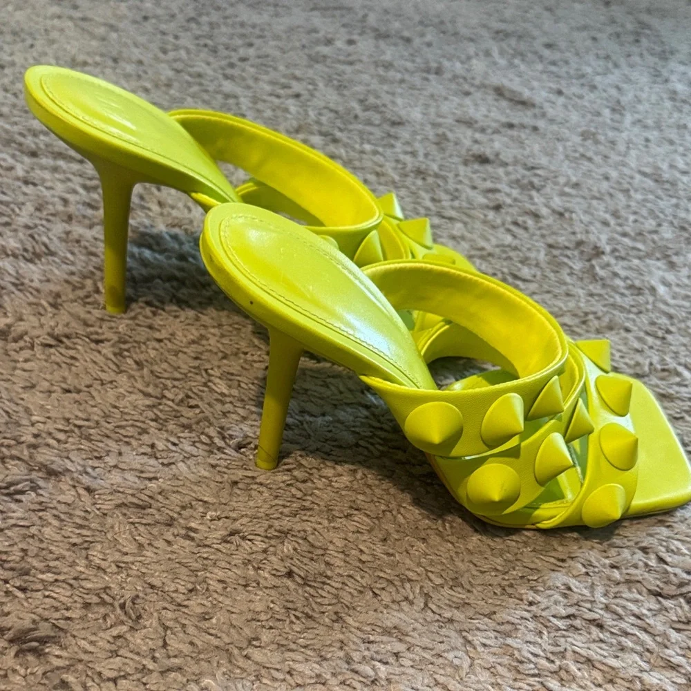 Zara Neon Yellow Studded Heels - Picture 6 of 6